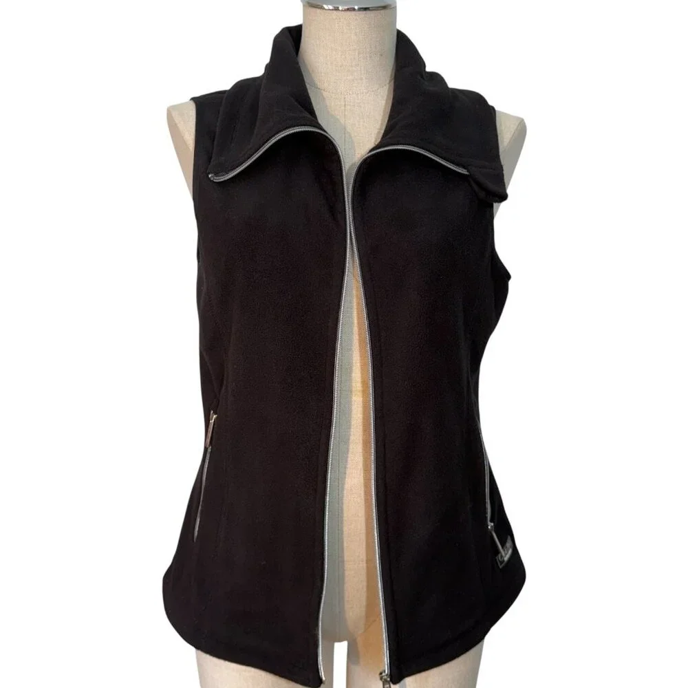 Calvin Klein Performance Fleece Vest Woman’s Black Size Small Zipper Winter - Picture 9 of 12